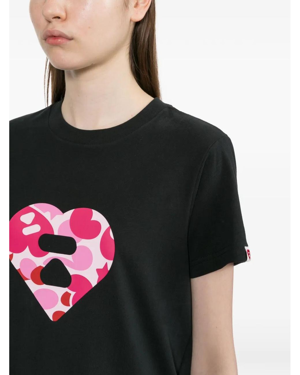AAPE BY A BATHING AP Black Heart-Printed T-Shirt