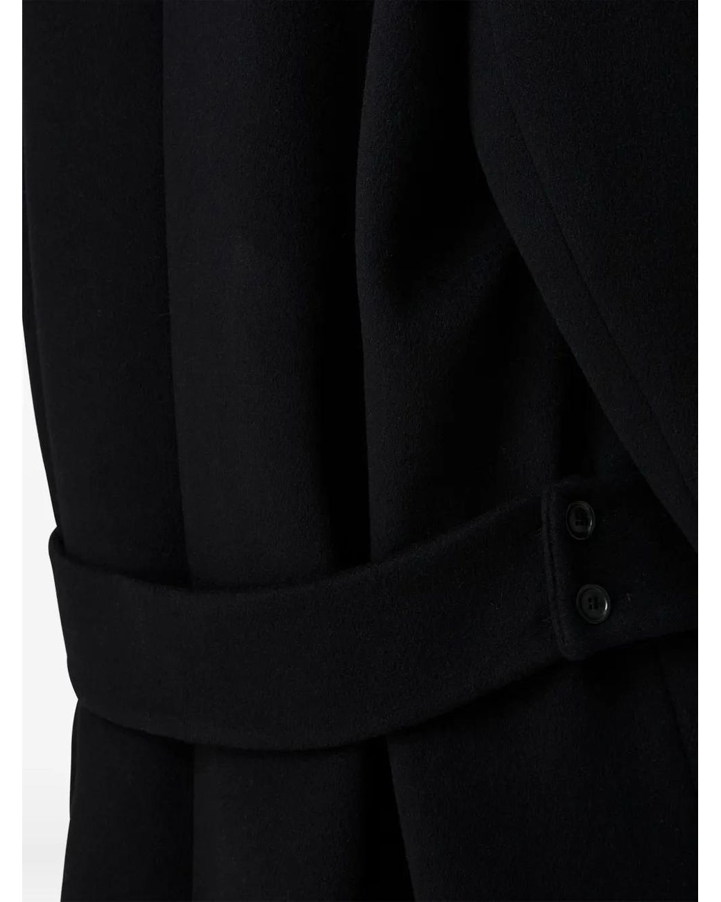 Another Tomorrow Black Belted Wrap Coat