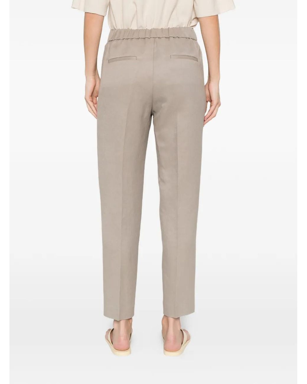 Peserico White Elasticated-Waistband Trousers