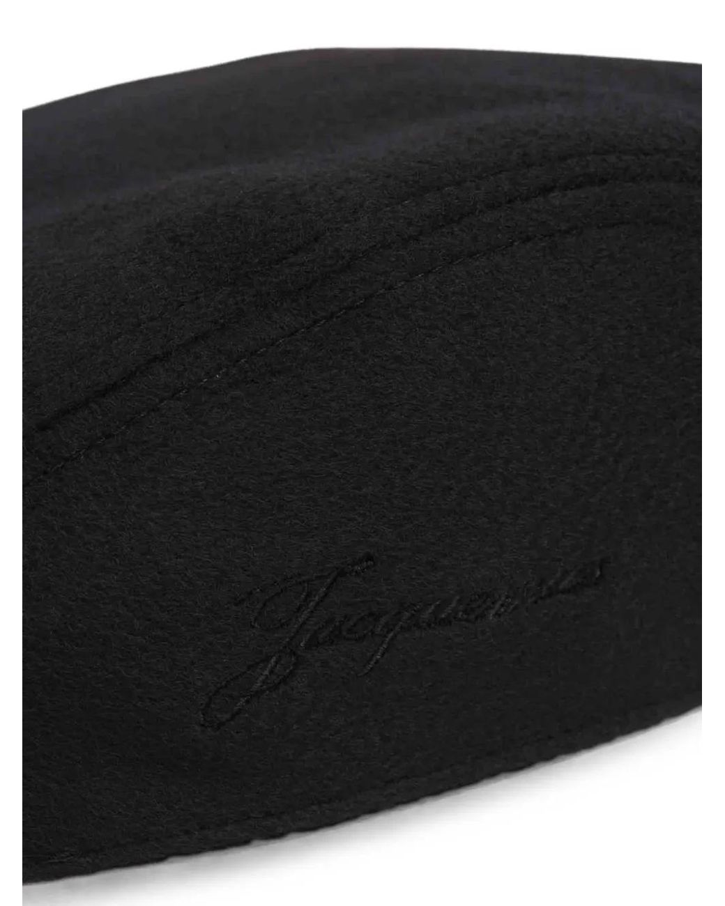 Jacquemus Black Logo-Embroidered Flat Cap for men