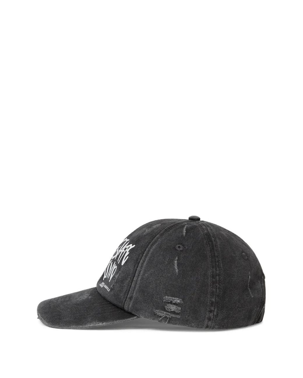 Karl Lagerfeld Black Washed Distressed-Effect Baseball Cap