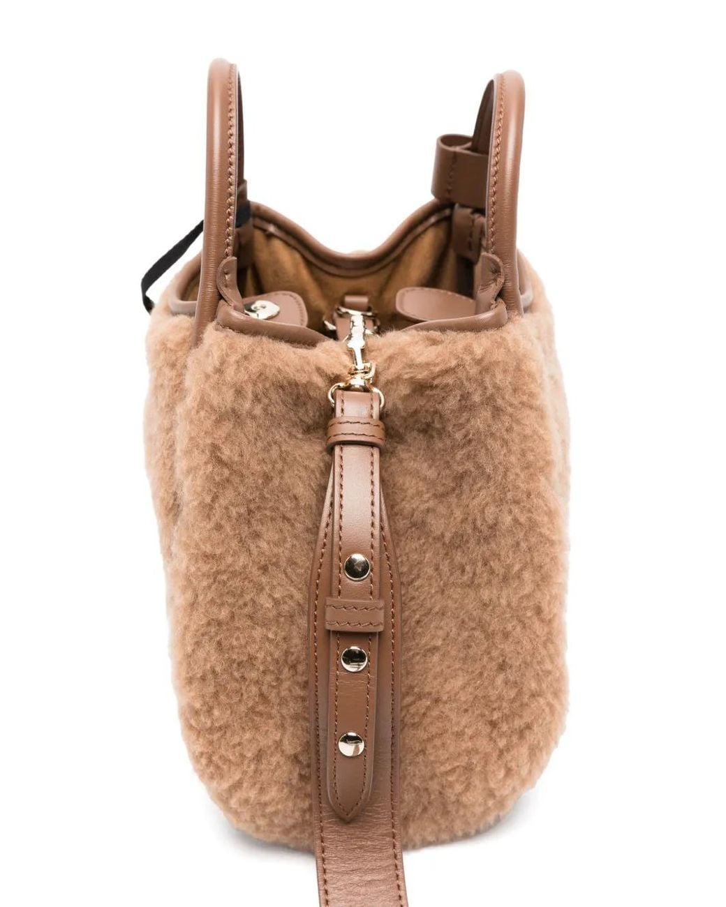 Max Mara Brown Extra-Small Teddy-Fabric Marine Bag