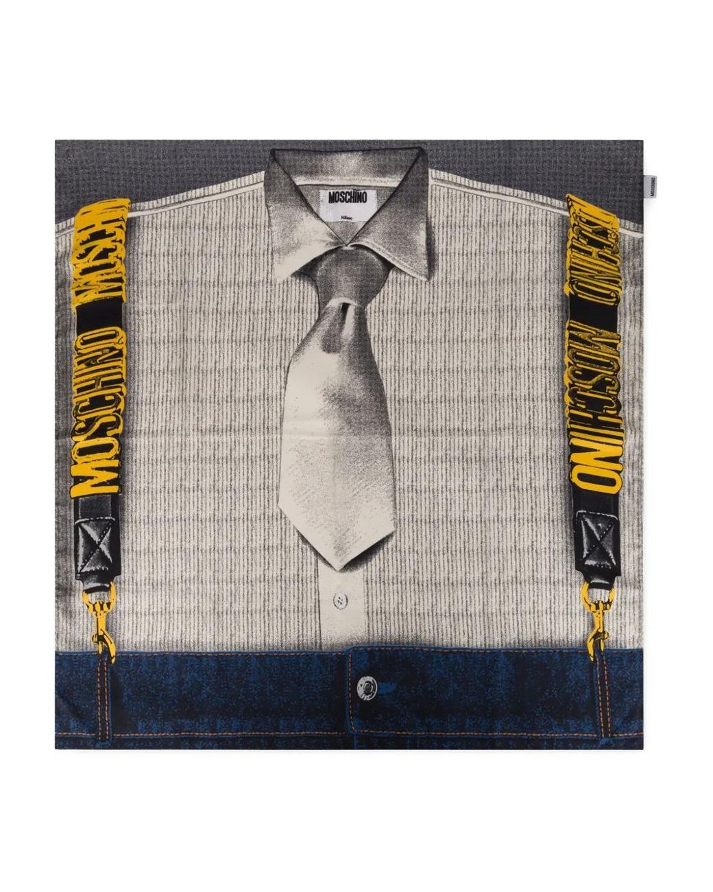 Moschino White Shirt-Print Silk Scarf
