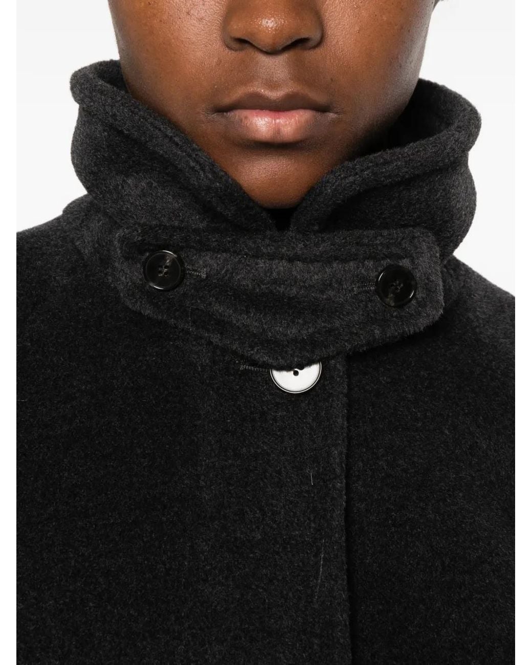 Marella Black Virgin-Wool Button-Up Coat