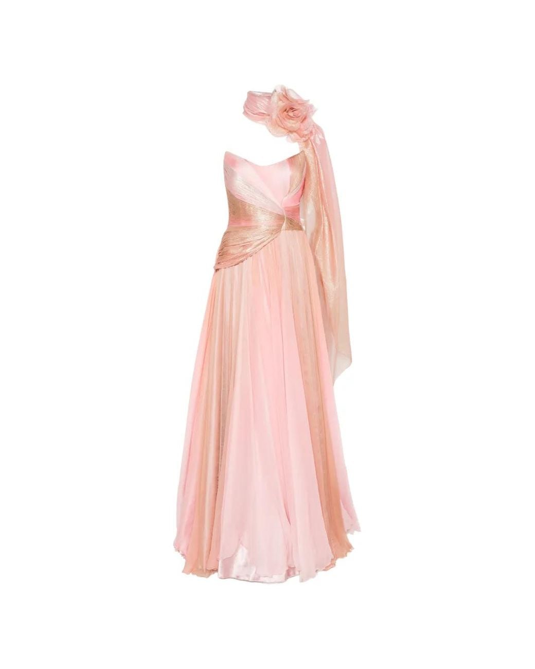 IRIS SERBAN Pink Nur Pleated Draped Gown