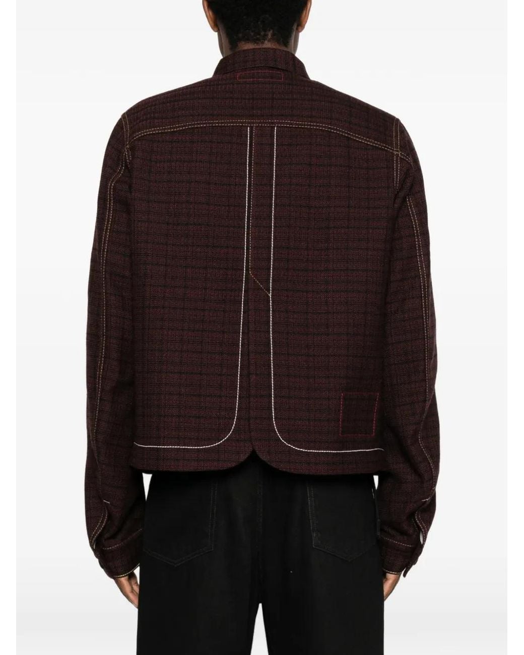 Junya Watanabe Brown X Levi's Check Contrast-Stitch Shirt Jacket for men