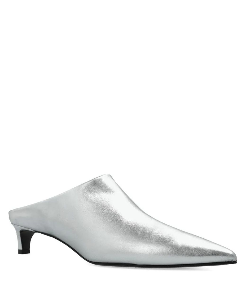 Jil Sander White Metallic-Leather Pointed-Toe Mules