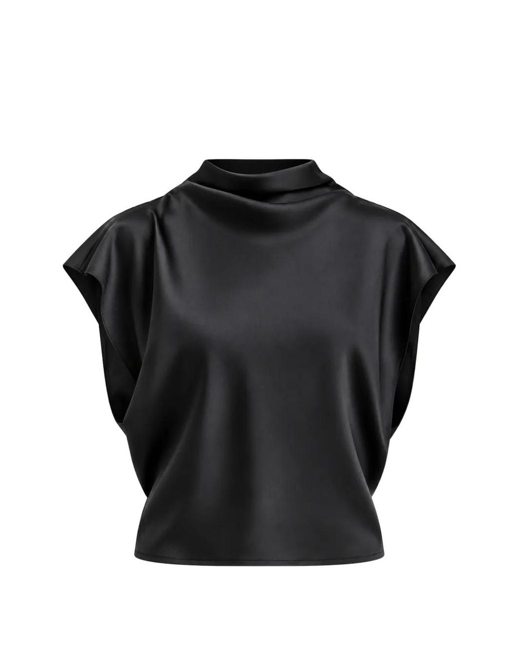 Tanya Taylor Black Adrien Satin-Finish Draped Top