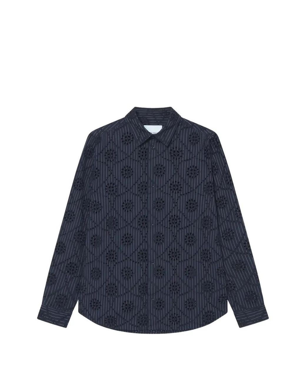 Les Deux Blue Kalen Broderie-Anglaise Striped Shirt for men