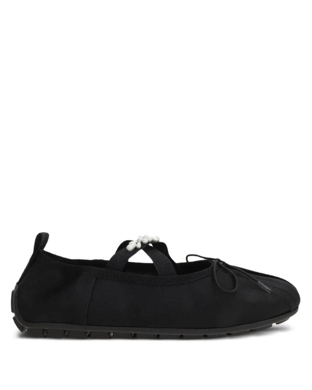 Simone Rocha Black Embellished Grip Ballerina Flats