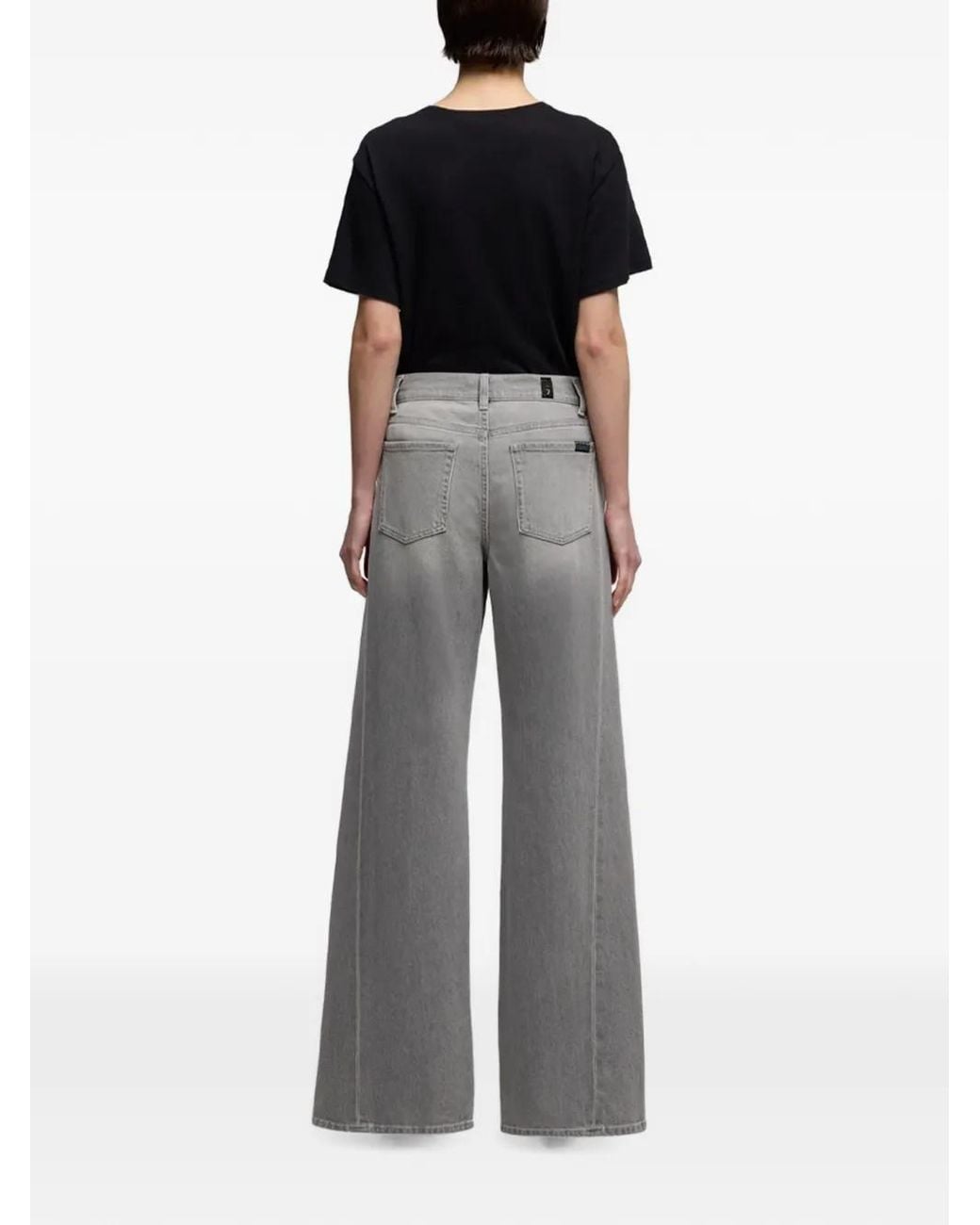 7 For All Mankind Gray Tailorless Lotta Faded Wide-Leg Jeans