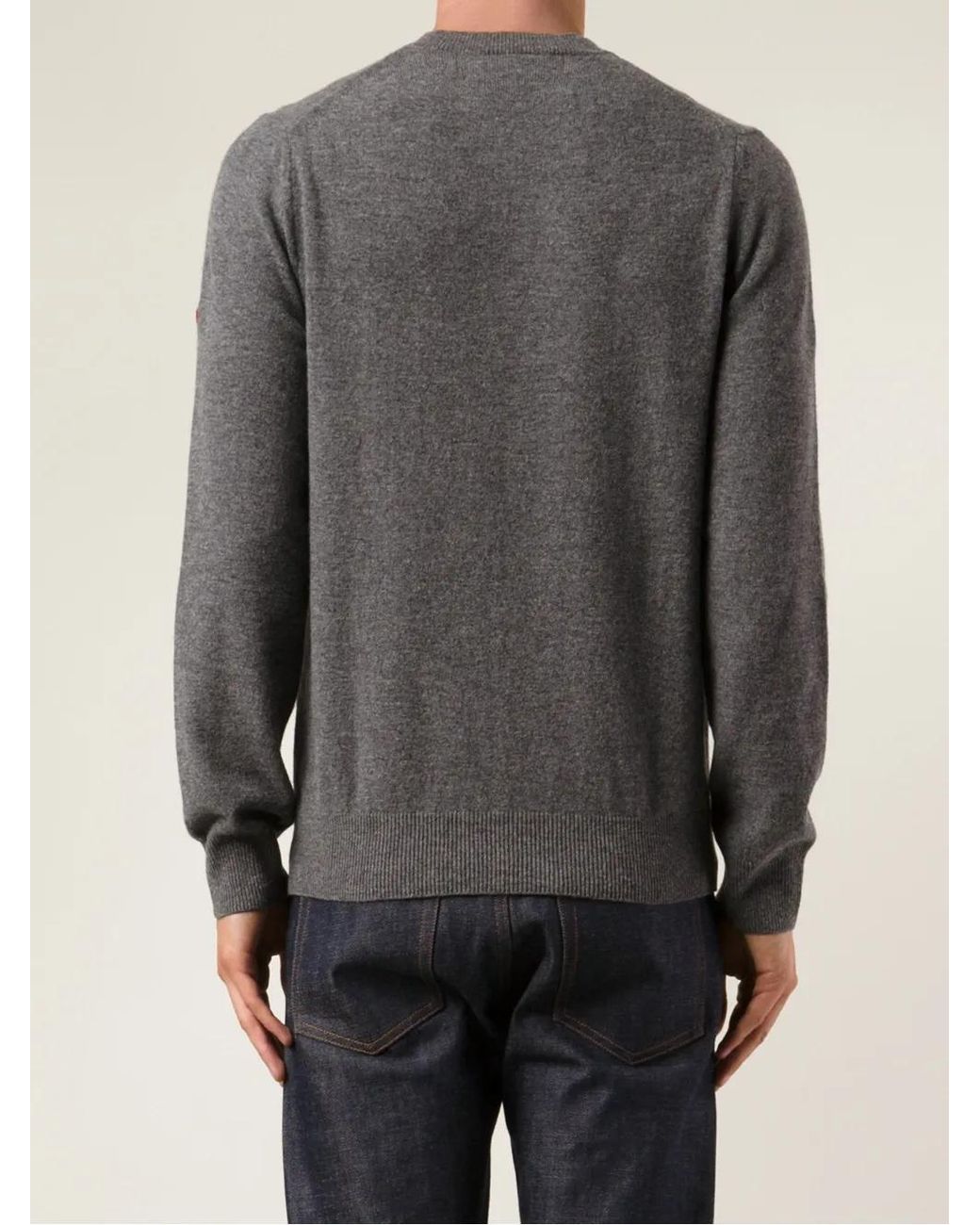 COMME DES GARÇONS PLAY Gray Mini Heart V-Neck Sweater for men