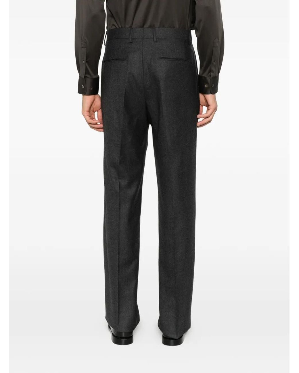 Tagliatore Black Pressed-Crease Tailored Trousers for men