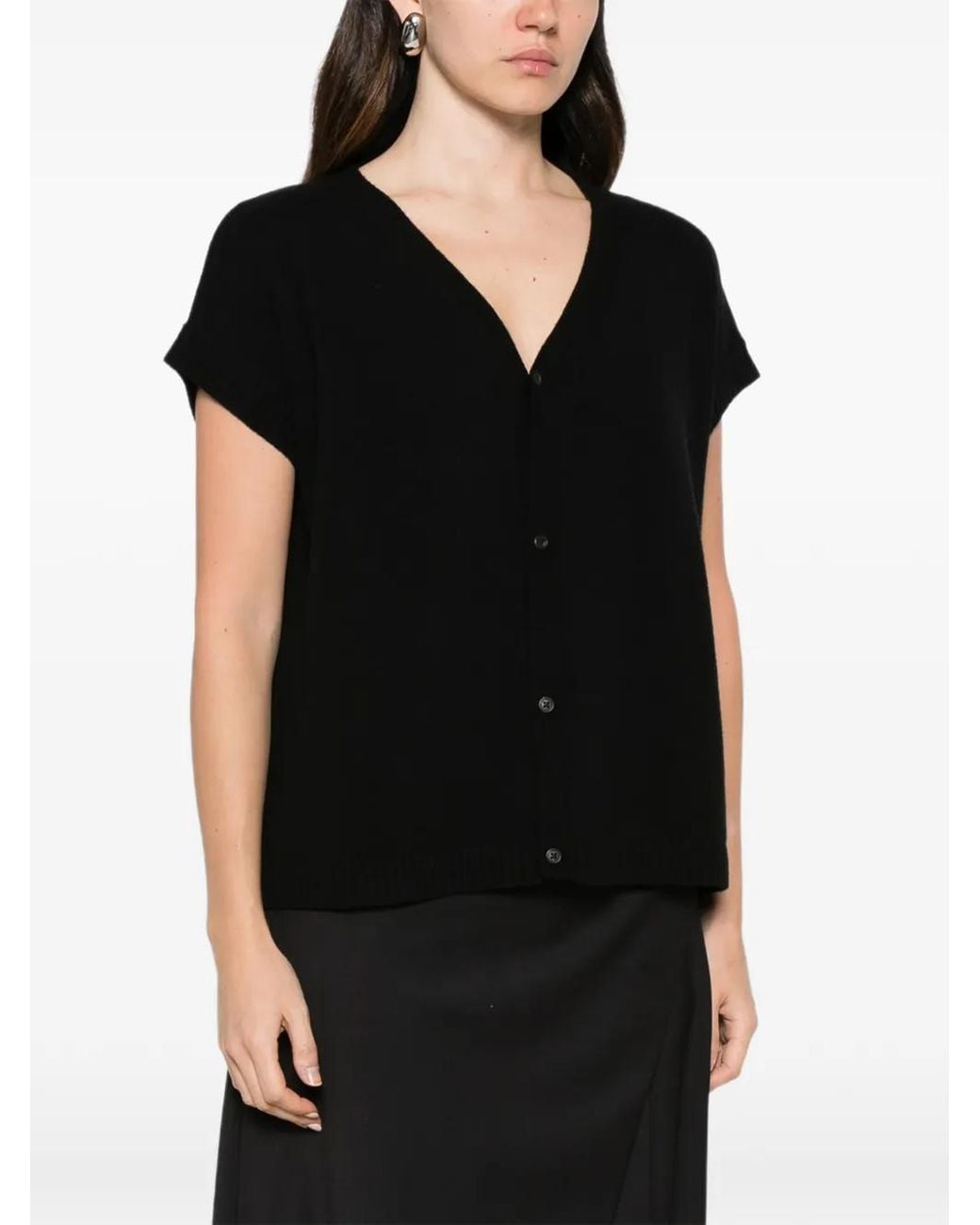 Ma'ry'ya Black Veste Boutonnée À Manches Courtes