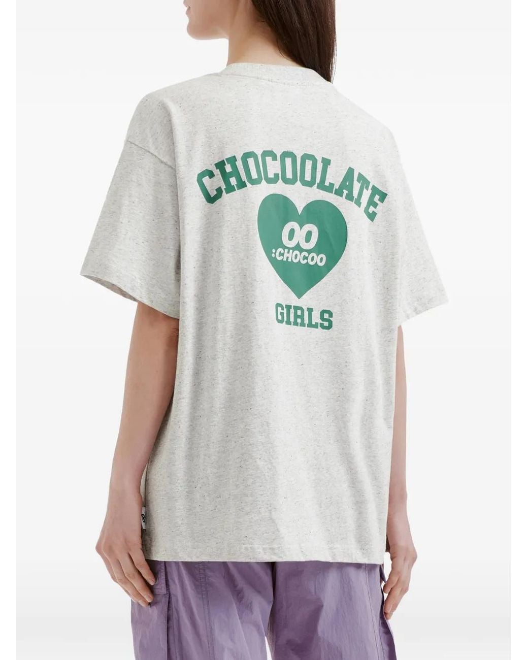 Heart print T-shirt Chocoolate de color Gray