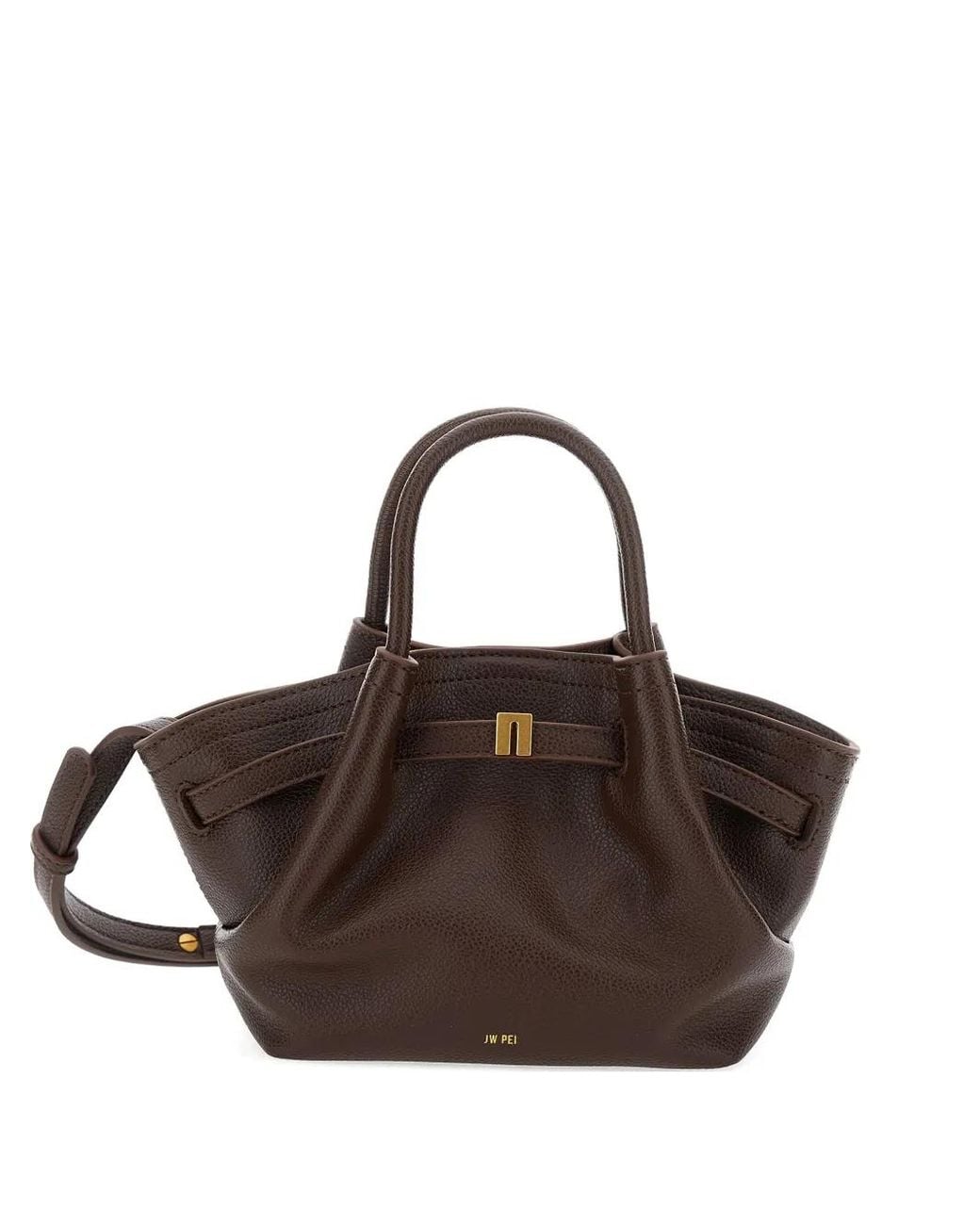 JW PEI Brown Mini Hana Pleated Clasp Tote Bag