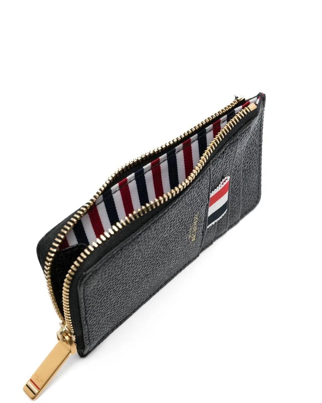 Thom Browne Black Pebbled-Leather Half-Zip Wallet