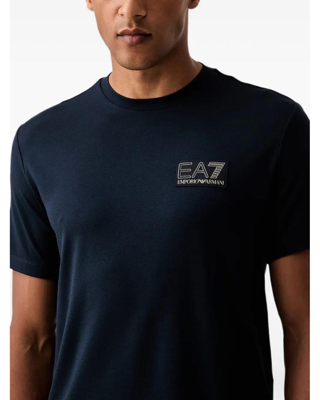 EA7 Blue Logo-Detail T-Shirt for men