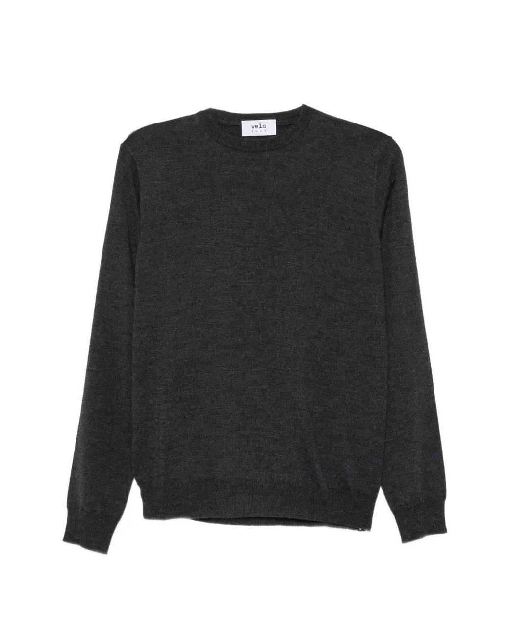 VELA SHOP Black Crew-Neck Long-Sleeve Sweater for men