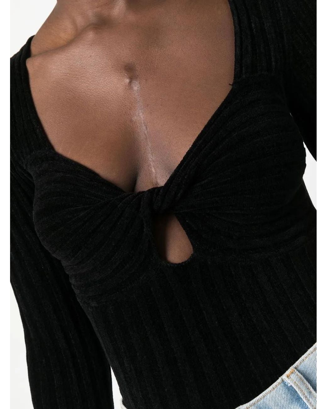 MSGM Geribbelde Top in het Black