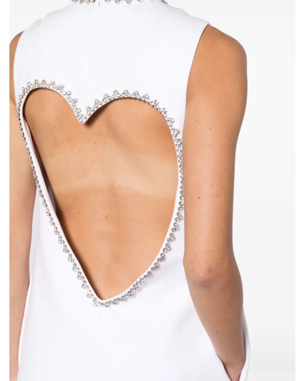 Area White Crystal Heart Back Dress