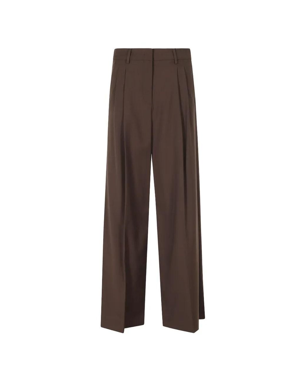 Weekend by Maxmara Brown Adelfi Pleated Wide-Leg Trousers