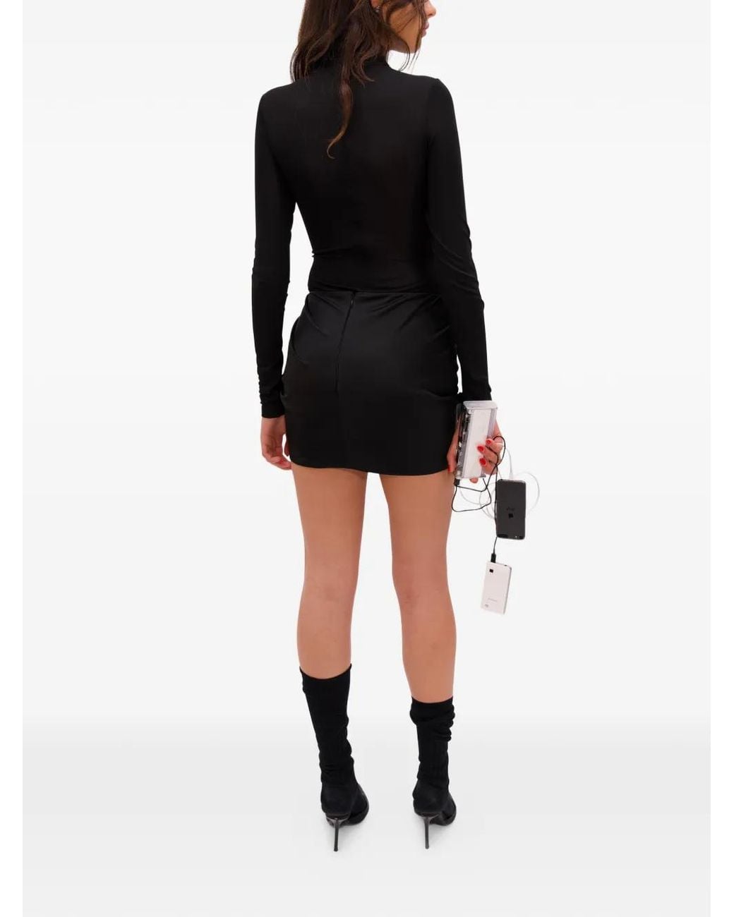 Area Black Wrapped Mini Skirt