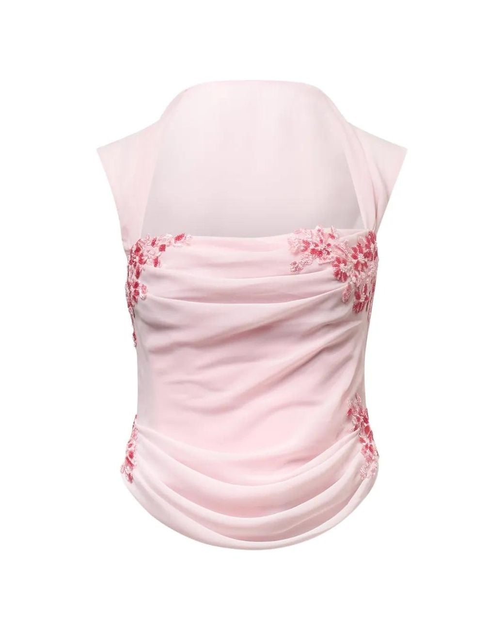Stolen Stores Pink Belle Draped Lace-Embellished Corset