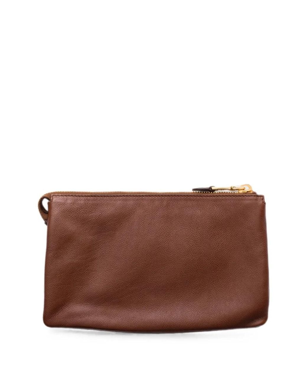 Prada Brown Leather Zipper Pouch