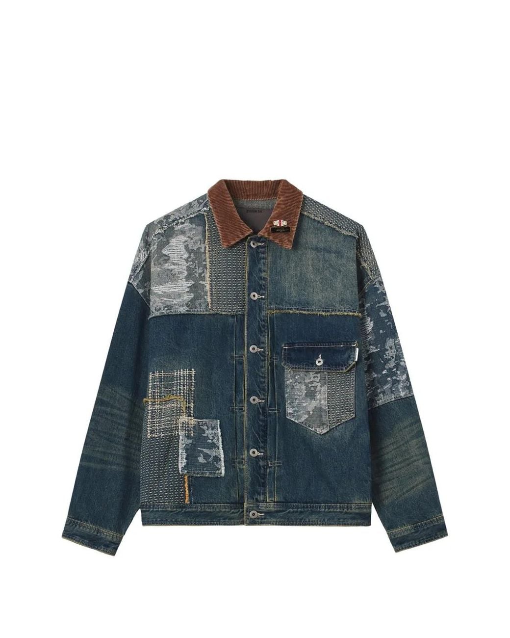 Giacca Denim Con Design Patchwork di Musium Div. in Green da Uomo
