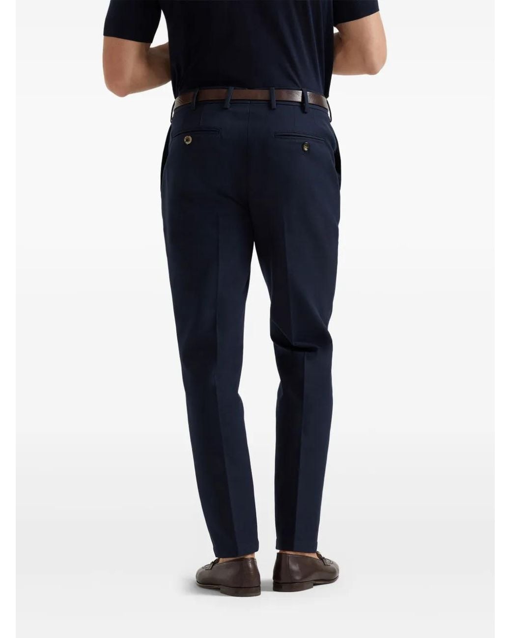 Brunello Cucinelli Blue Cotton And Virgin Wool Gabardine Italian Fit Trousers for men
