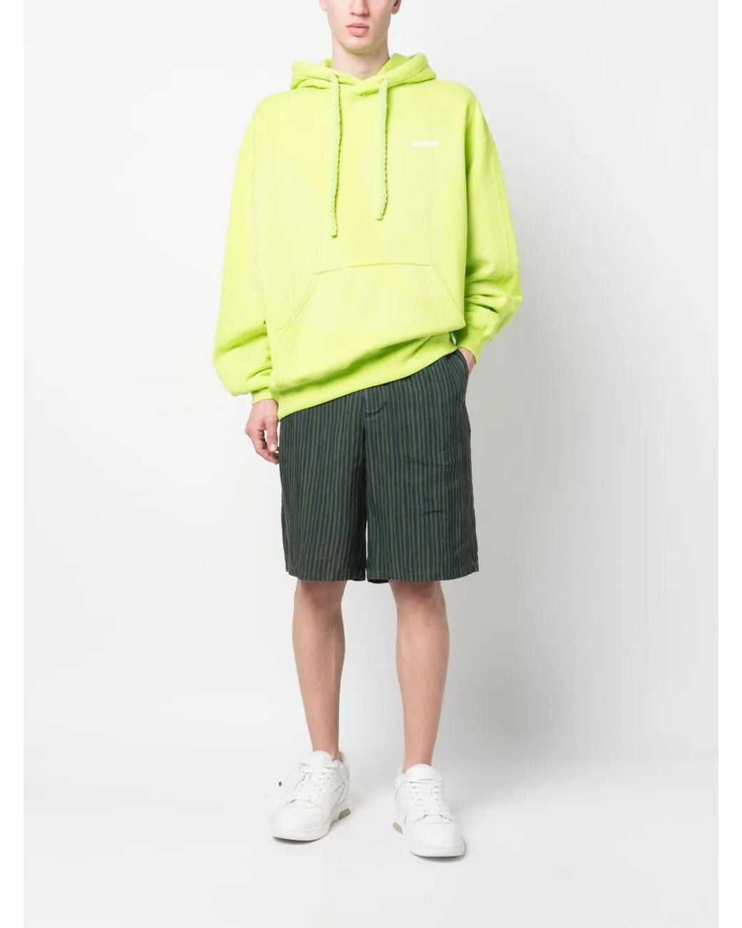 Bonsai Yellow Logo-Print Drawstring Hoodie for men