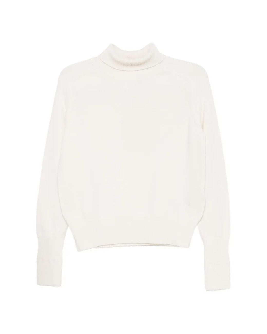 Victoria Beckham White Roll-Neck Embroidered-Logo Sweater