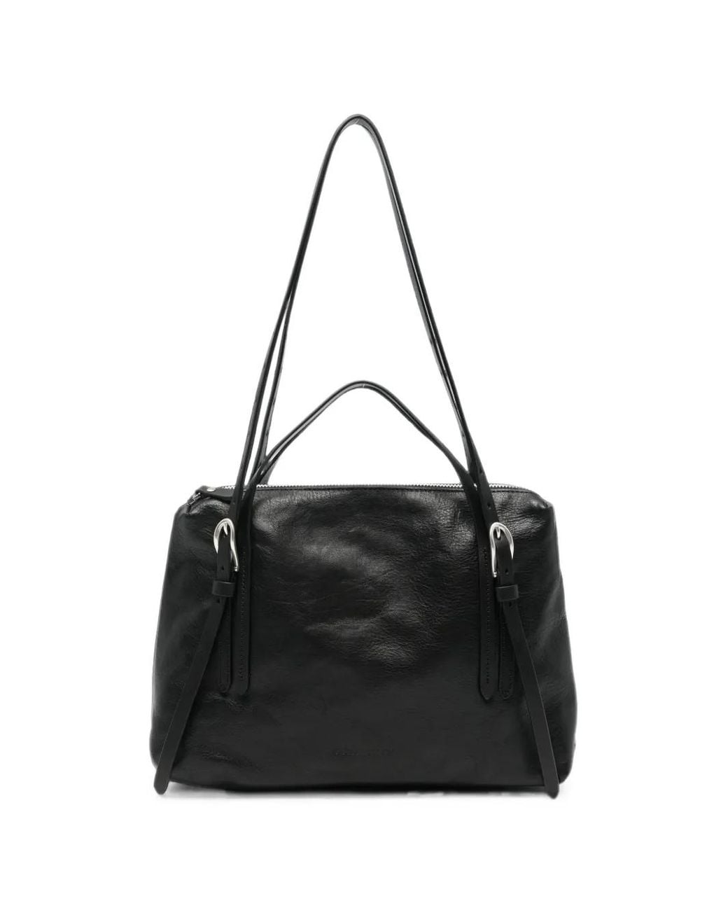 Our Legacy Black Buckle-Detail Leather Tote Bag for men