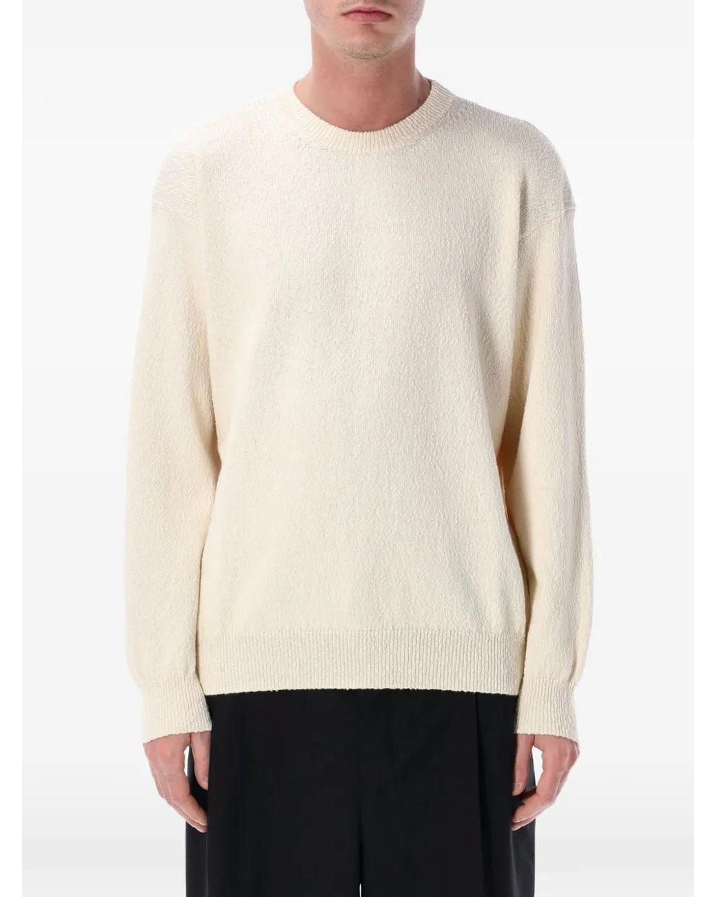 Roberto Collina White Irregular-Texture Crew-Neck Sweater for men
