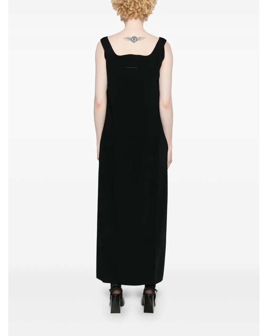 MM6 by Maison Margiela Black Sac Utilisable-Print Maxi Dress
