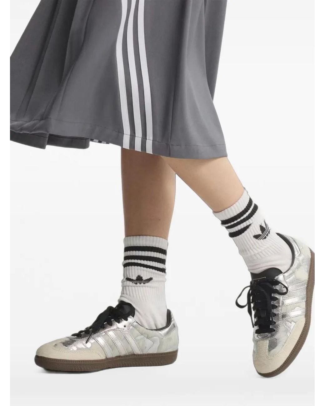 Adidas White Samba Metallic Sneakers for men