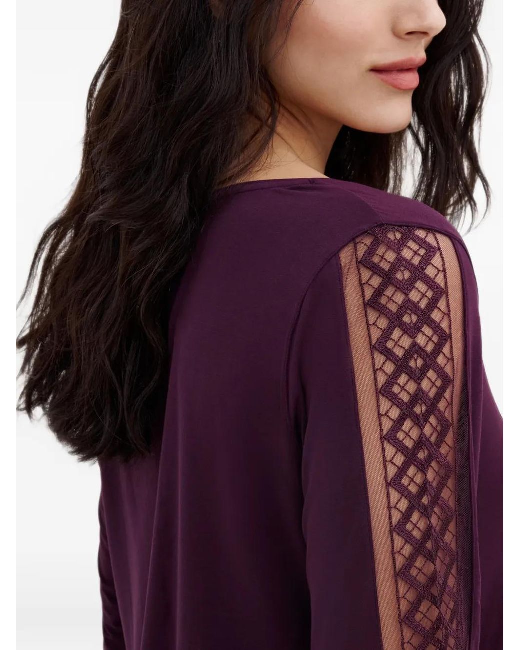 Aubade Purple Sweet Obsession Embroidered Long-Sleeve Top