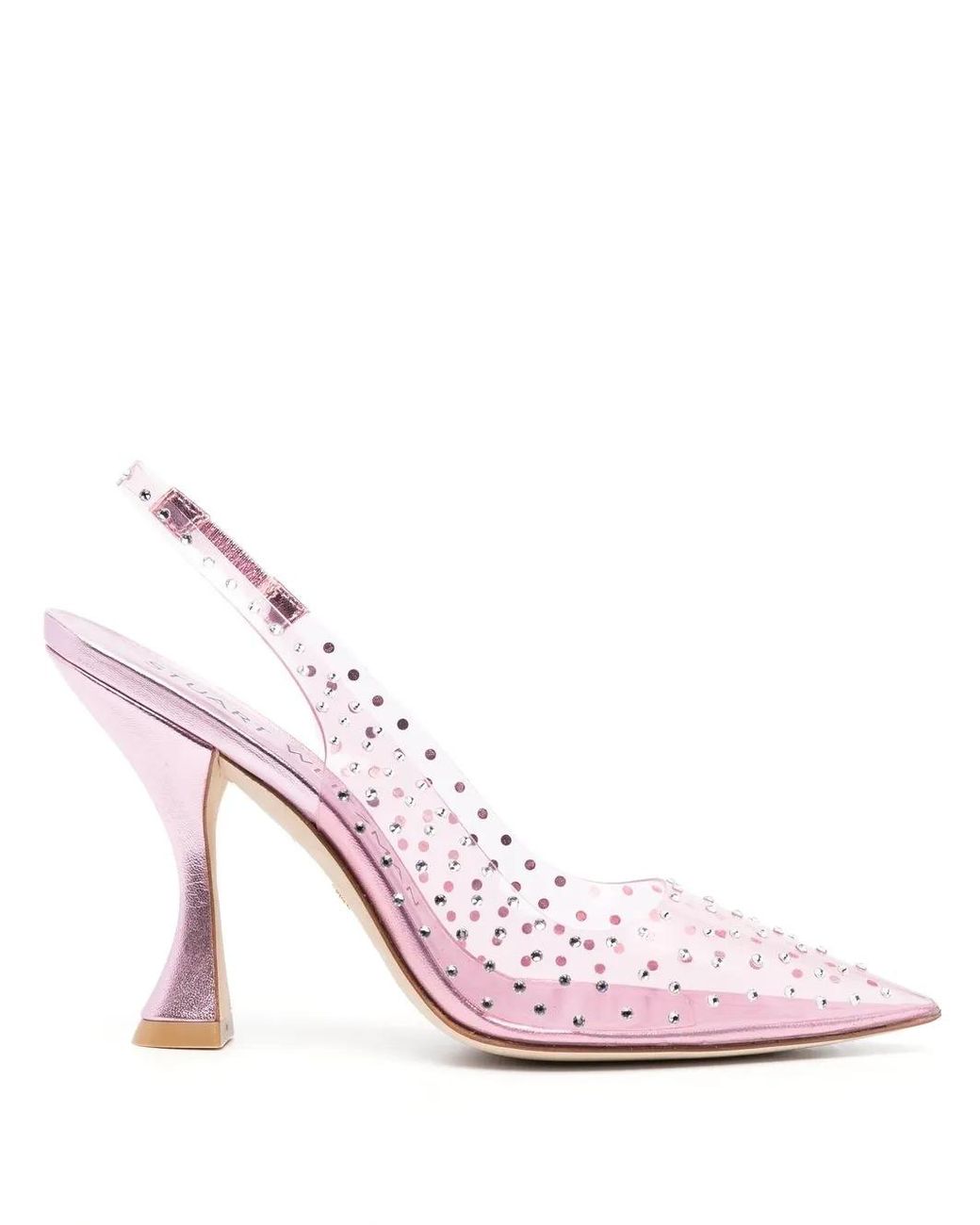 Stuart Weitzman Pink Crystal-Embellished Transparent Pumps