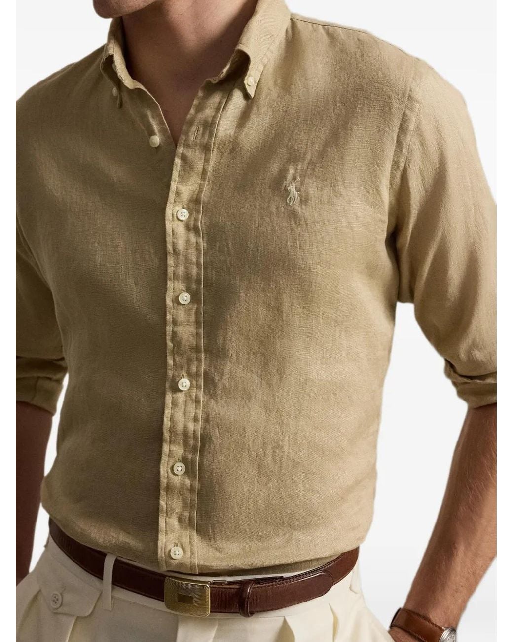 Polo Ralph Lauren Natural Custom-Fit Linen Shirt for men