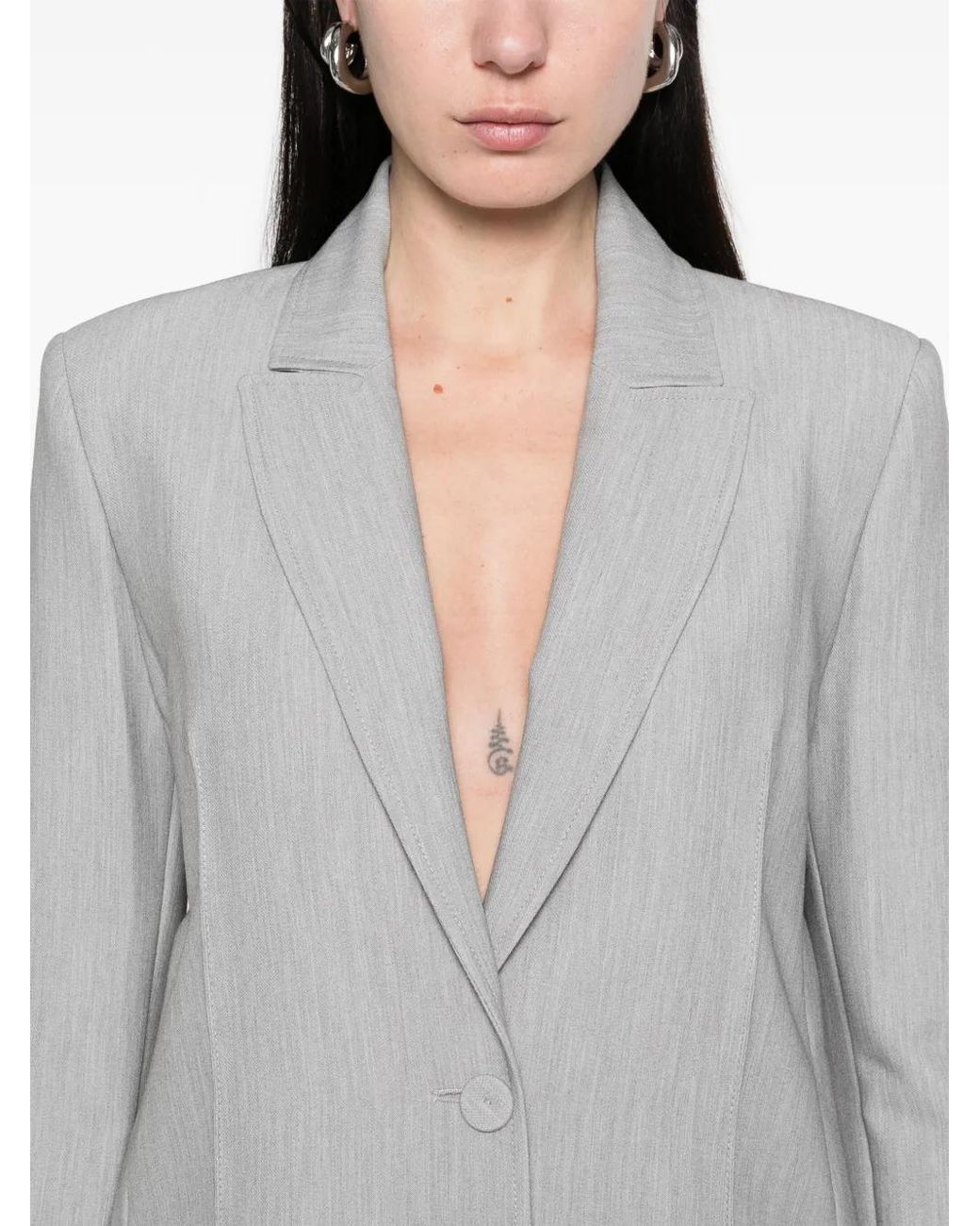 Patrizia Pepe Gray Tailored Blazer With Classic Lapel