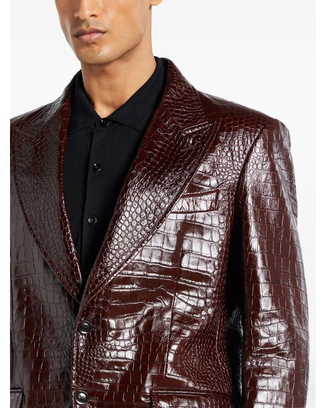 Tom Ford Crocodile-Embossed Leather Blazer in Brown for Men