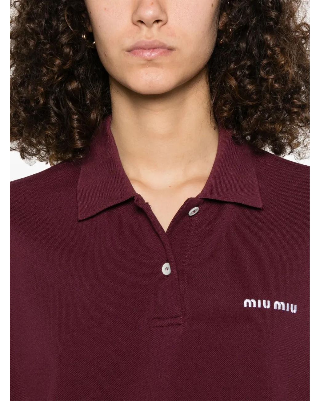 Miu Miu Purple Logo-Embroidered Polo Shirt