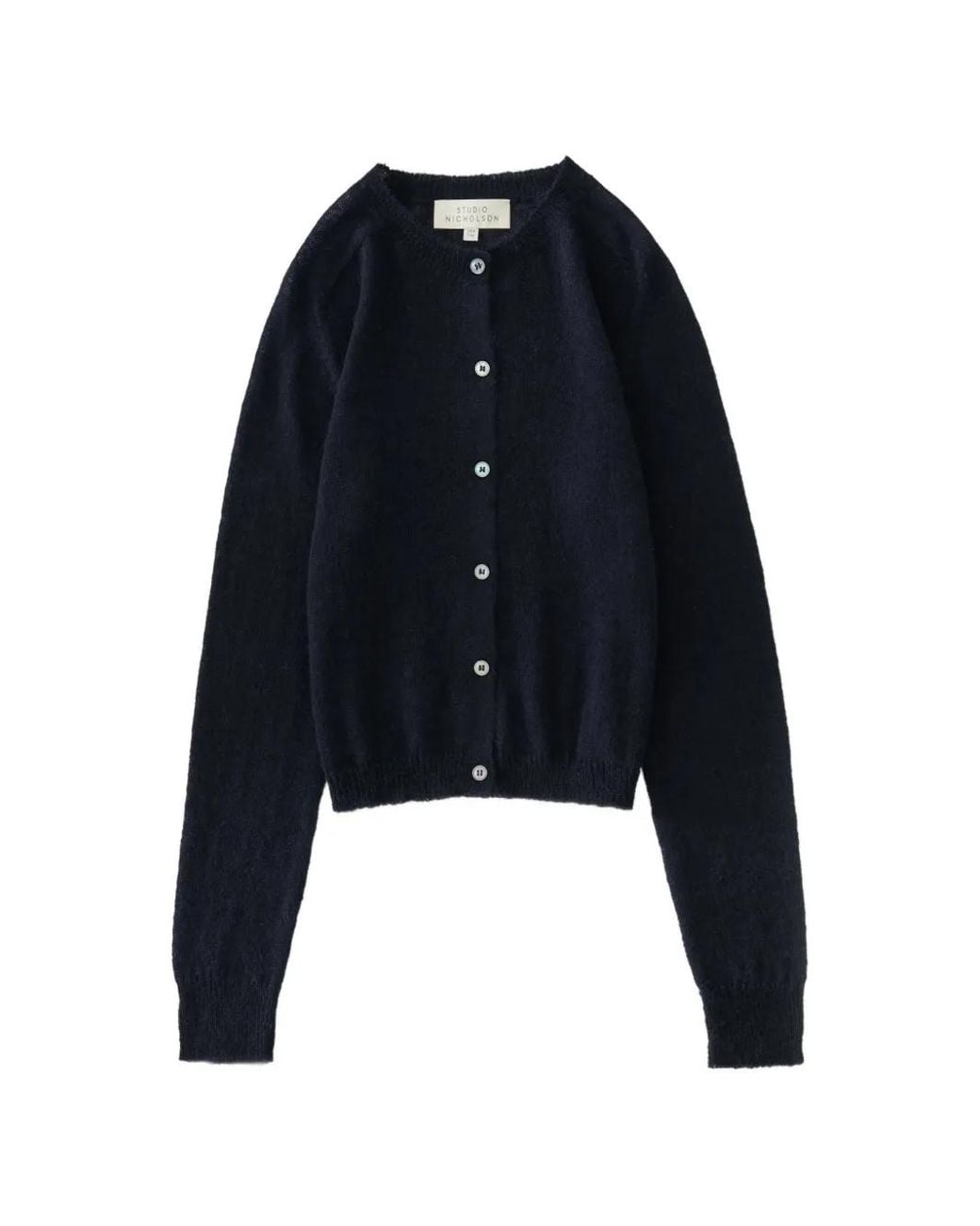 Studio Nicholson Blue Cardigan Iska À Design Côtelé