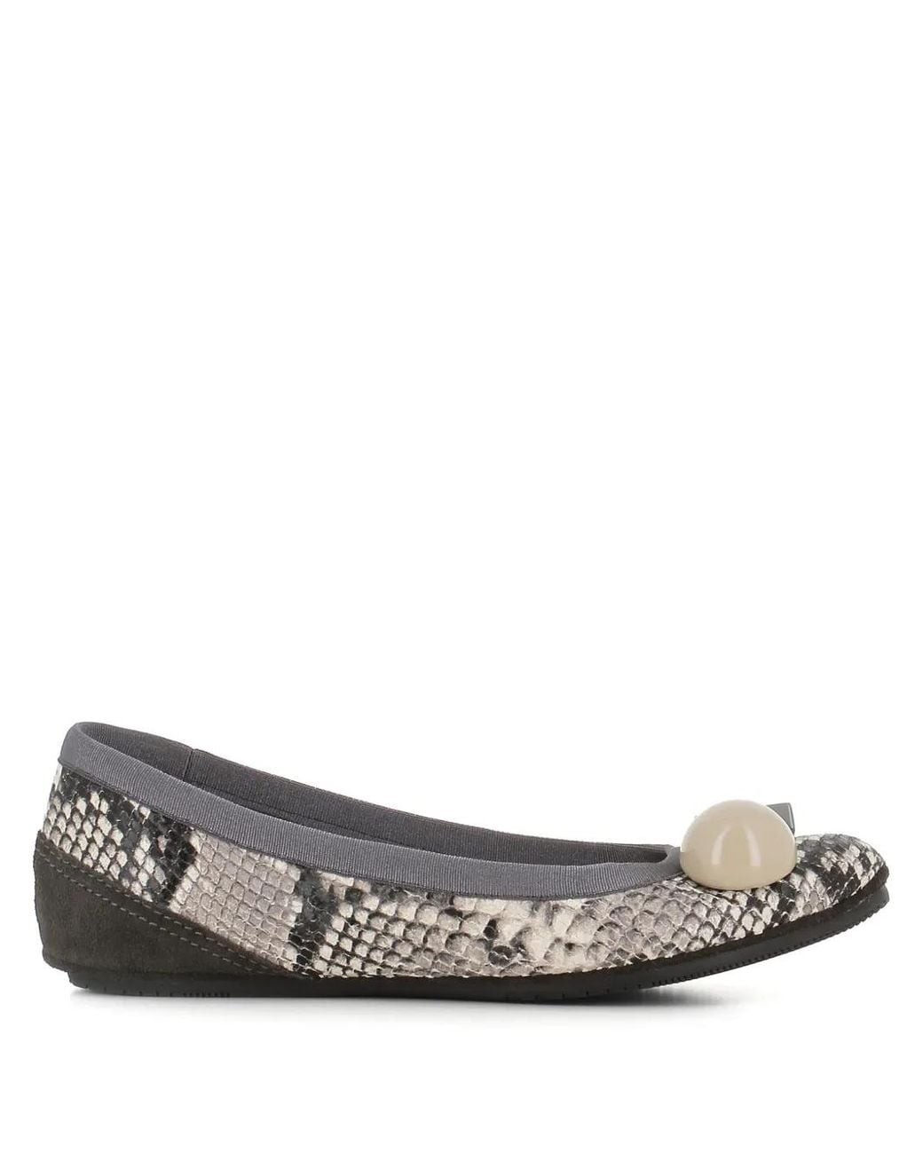 Dove Nuotano Gli Squali Gray Becky Snake-Print Appliqué Ballet Flats