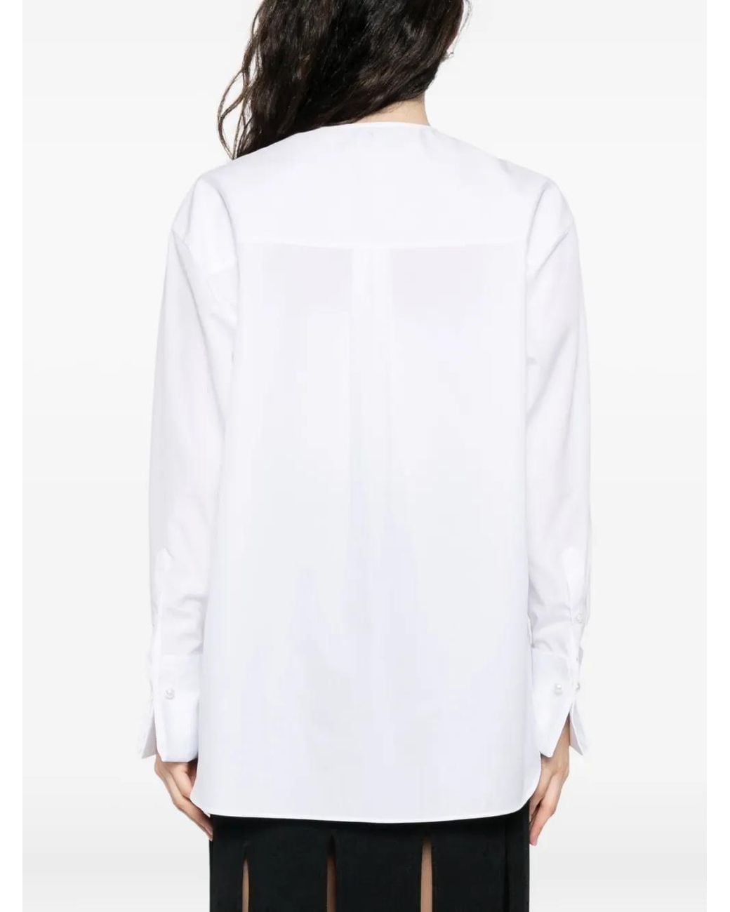 Simone Rocha White Mandarin-Collar Pocket Shirt