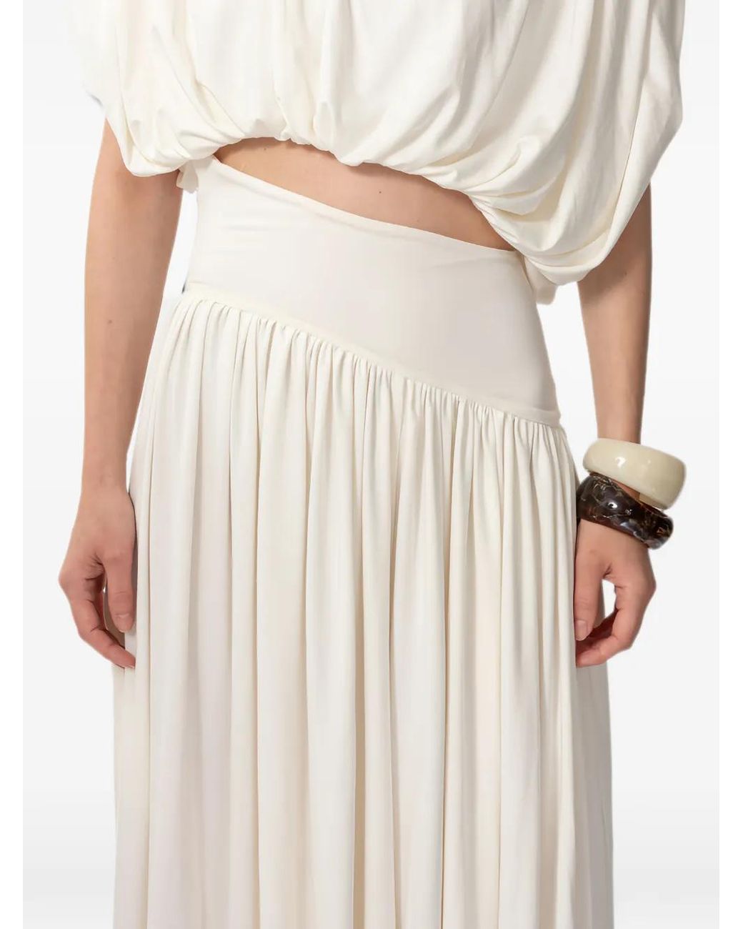 Concepto White Vela Cropped Gathered Top