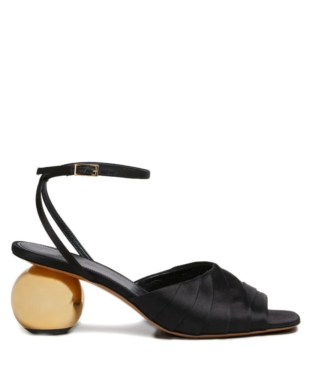 Marni Black Folded Satin Sandals With Spherical Heel