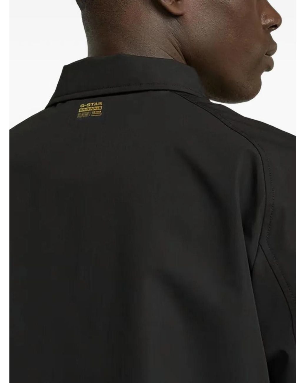 G-Star Black Logo-Print Zip-Up Shirt Jacket for men