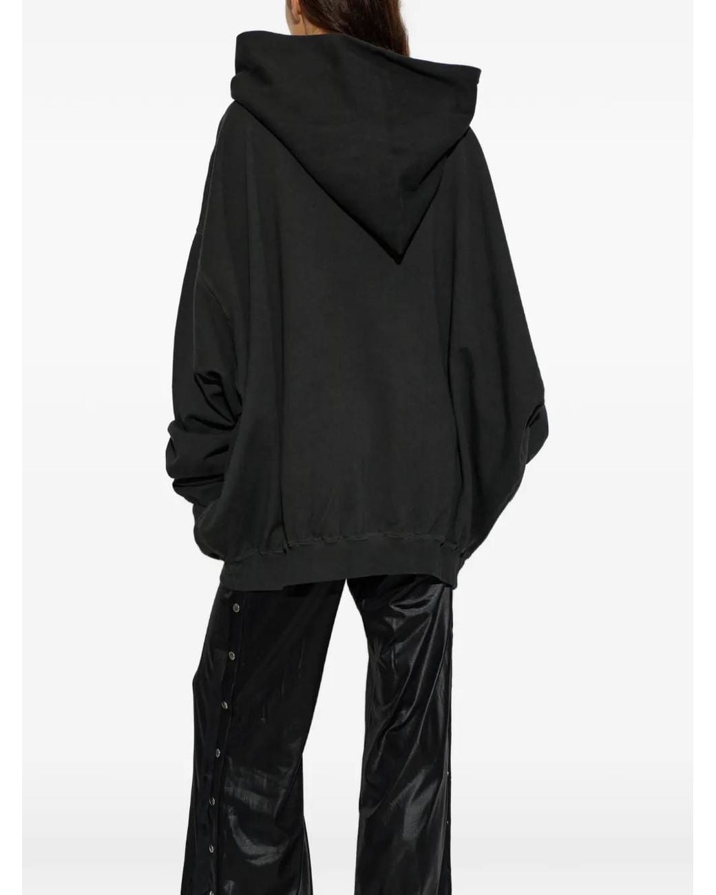 Rick Owens Black Asymmetric-Zip Oversized Hoodie